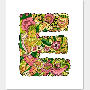 Floral letter E Posters and Art